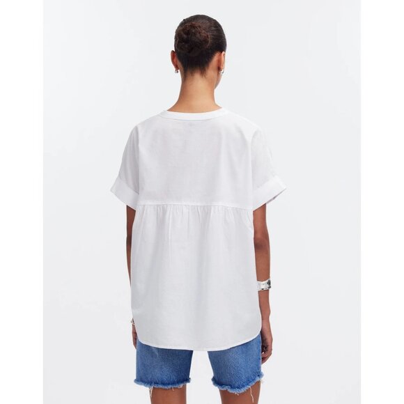 Madewell Lakeline Popover Shirttail Top Women's Size XS Eyelet White Summer Top - Picture 5 of 16